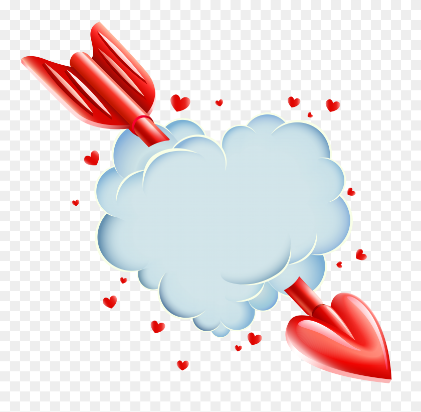 6000x5861 Valentine's Day Cloud Heart With Arrow Transparent Png Clip Art - Free Valentine Clipart