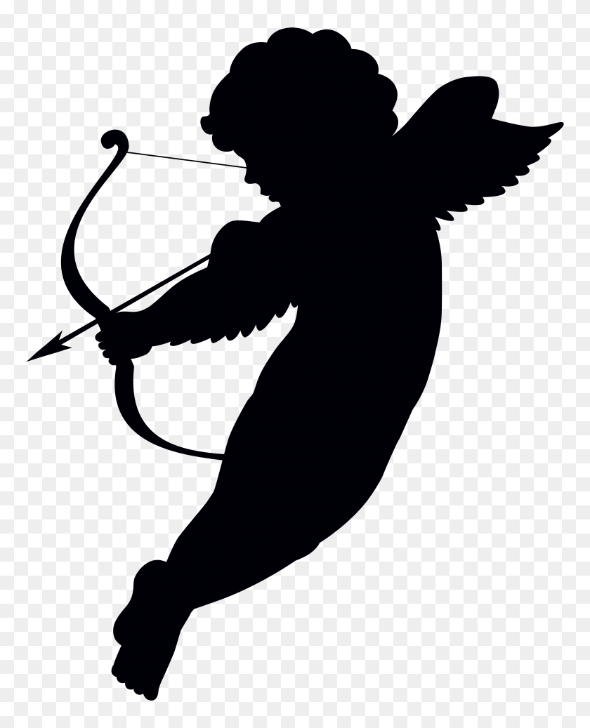 6386x8000 Valentines Day Cupid Clip Art, Red Heart And Cupid Transparent Png - Black And White Valentines Day Clipart