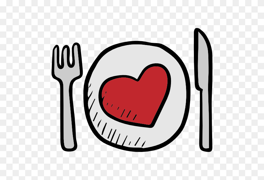 512x512 Valentines Day, Dish, Cutlery, Plate, Restaurant, Tools - Fork Knife Clipart