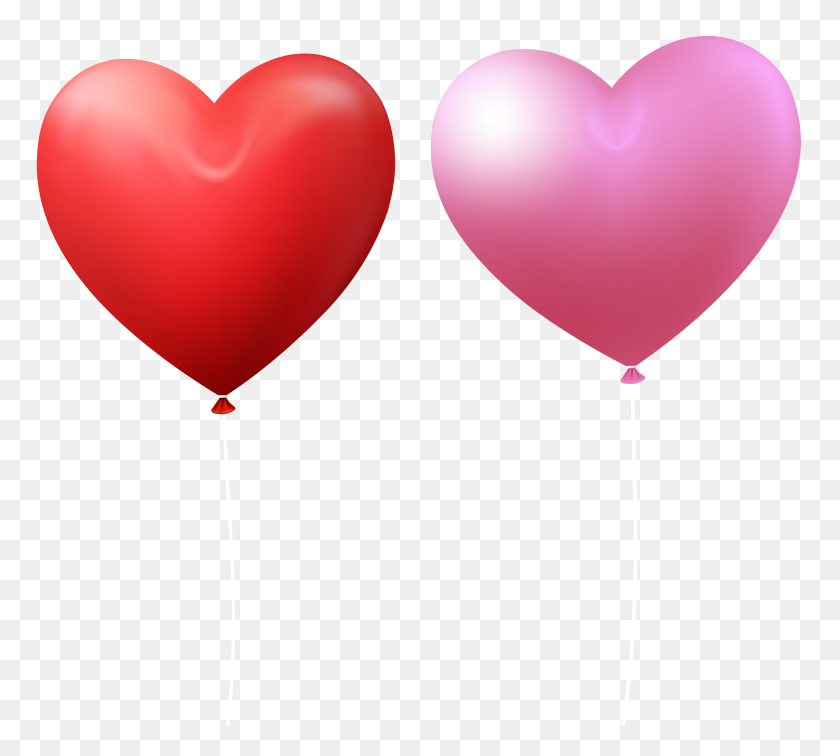 8000x7142 День Святого Валентина Воздушный Шар В Форме Сердца Красный Розовый Картинки В Галерее - Сердце Воздушный Шар Клипарт
