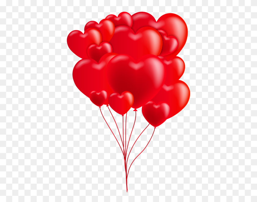 410x600 Valentine's Day Heart Balloons Red Clip Art Image Birthday - Christian Valentine Clipart