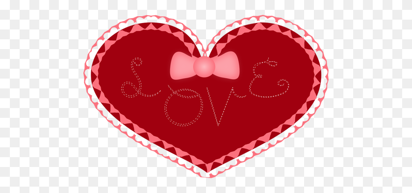 500x333 Valentines Day Heart With Lace And Love Stitched On It Vector - Lace Heart Clipart