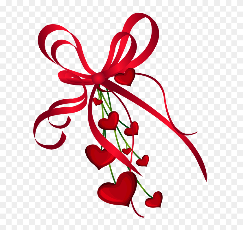 617x737 Valentines Day Hearts Decor With Red Bow Png Gallery - Valentine PNG
