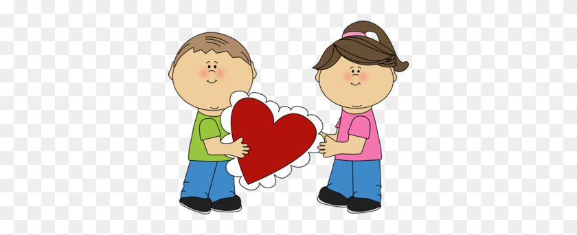 350x282 Valentines Day Kids Clip Art - Kids Playing With Toys Clipart