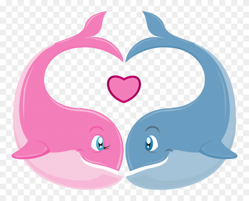 6192x4915 Valentine's Day Whales Couple Png Clipart Gallery - Whale Clipart PNG