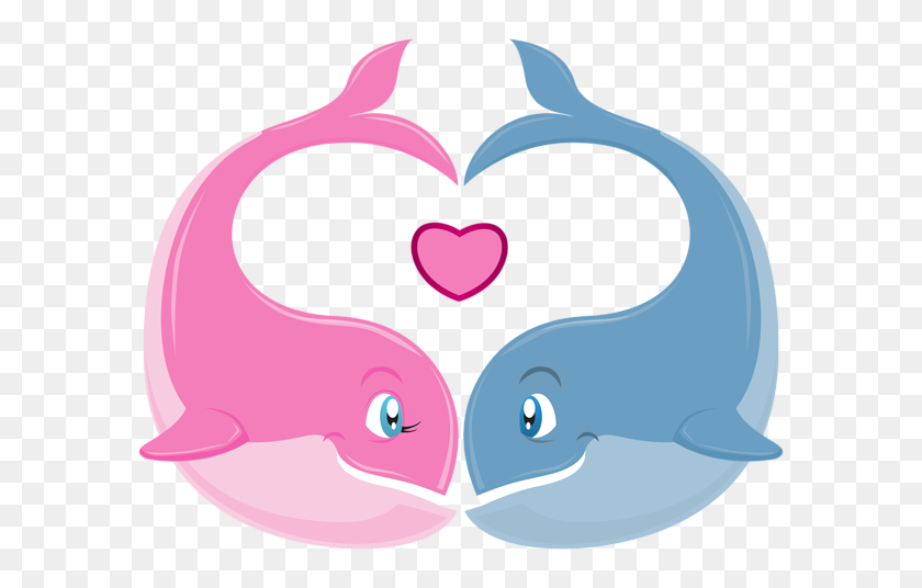 600x476 Valentine's Day Whales Couple Png Clipart Image Decoupage - Happy Couple PNG