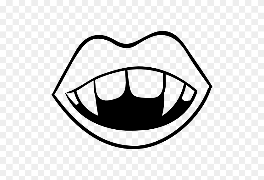 512x512 Vampire, Dracula, Teeth, Scary, Horror, Lips Icon - Vampire Fangs Clipart