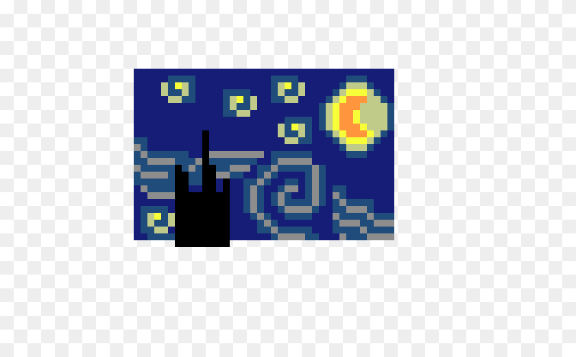 610x460 Van Gogh Noche Estrellada Boo Pixel Art Maker - La Noche Estrellada Png