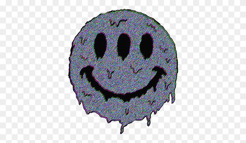 380x430 Vaporwave Trippy Trip Smile Smiley Emoji Tumblr Aesthet - Trippy PNG