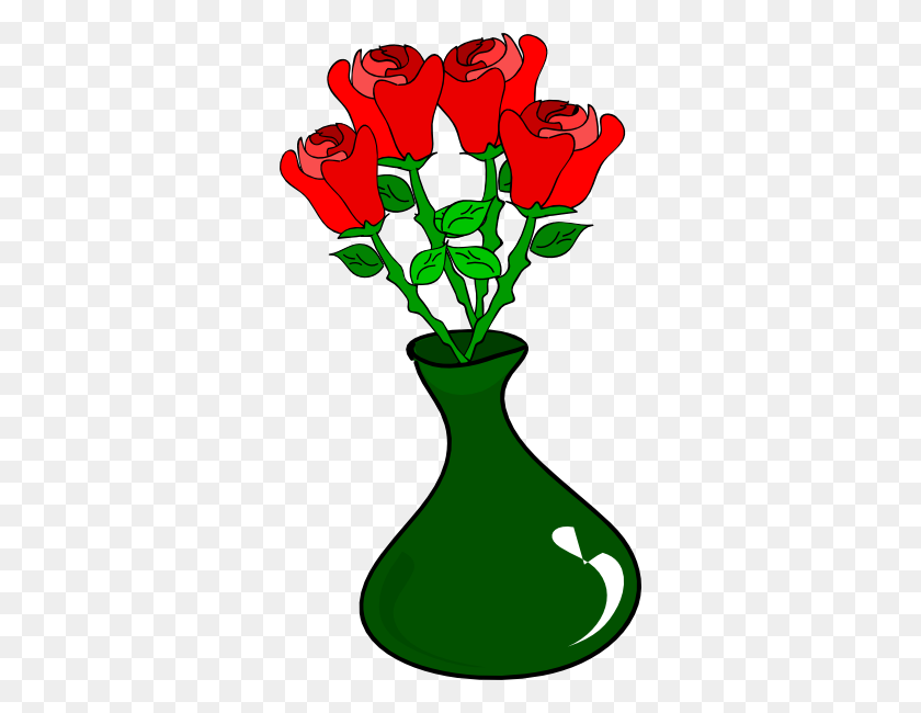 330x590 Vase Of Roses Clip Art - Vase Clipart