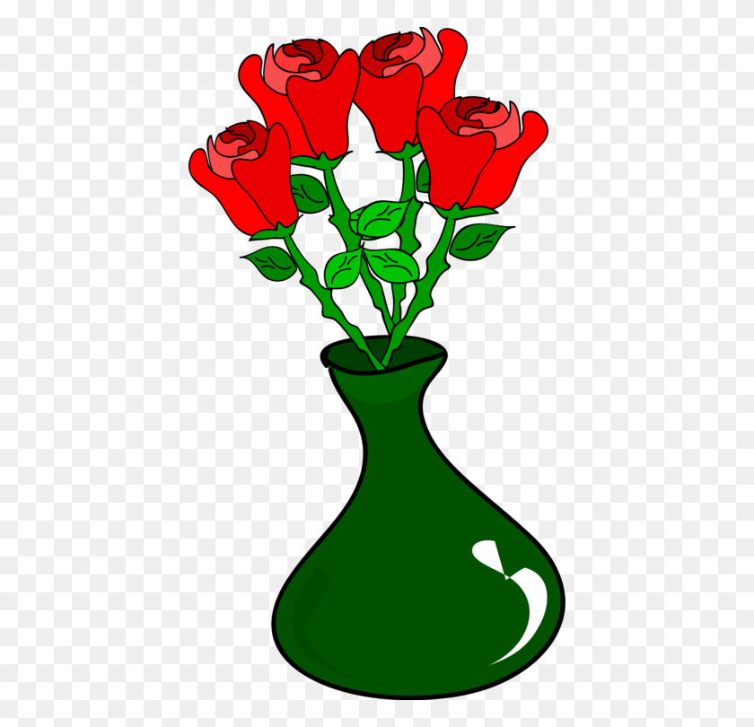 420x750 Vase Rose Drawing Flower Bouquet Download - Flower Vase PNG