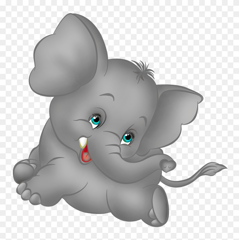 1400x1409 Imágenes Prediseñadas De Dibujos Animados Vectoriales De Un Lindo Bebé Elefante Con Ojos Azules - Elefante Clipart Baby Shower