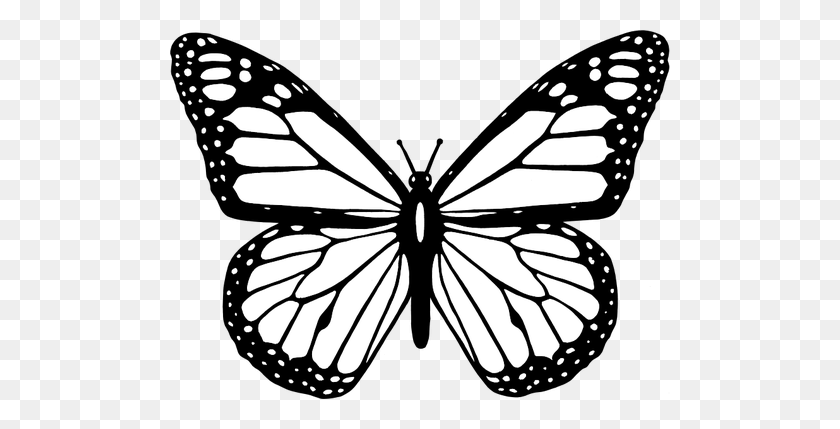 500x369 Vector Clip Art Of Black And White Butterfly With Wide Spread - Sampaguita Clipart
