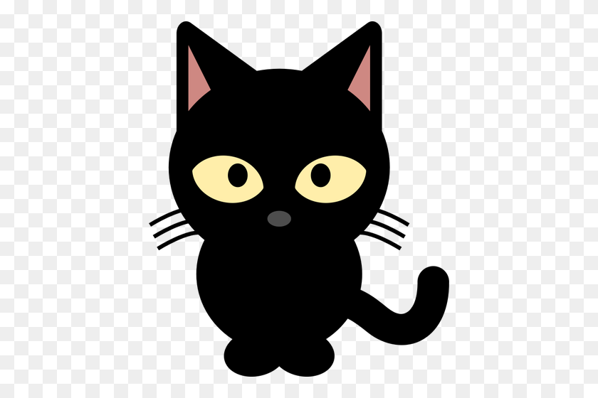 422x500 Vector Clip Art Of Black Cartoon Kitten - Cat Eyes Clipart