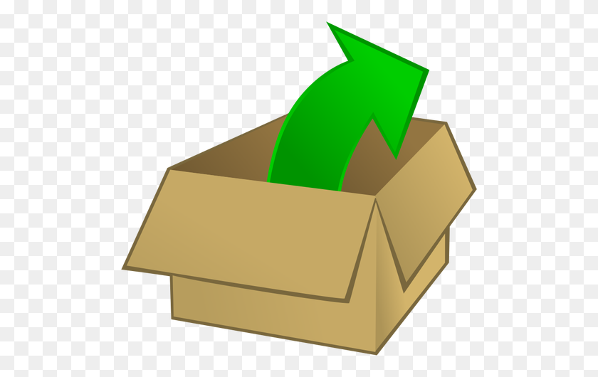 500x470 Vector Clip Art Of Cardboard Box With An Outward Arrow Public - Cardboard Box Clipart