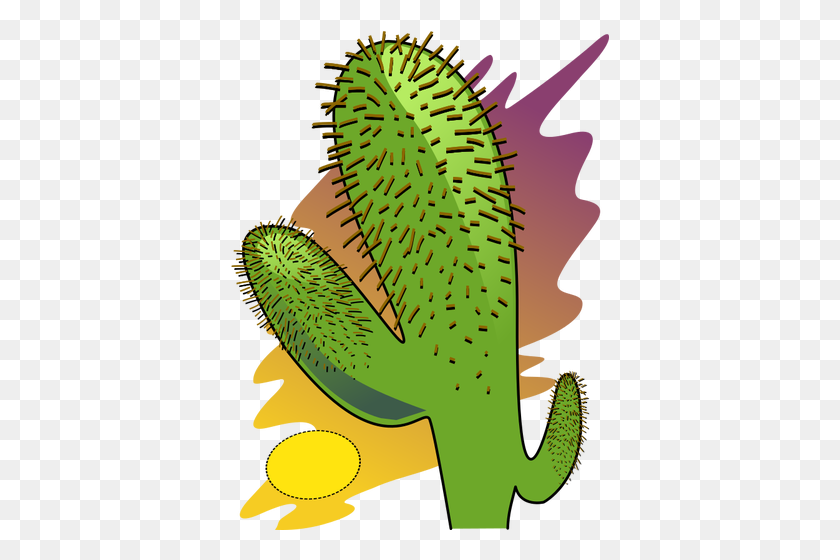 378x500 Vector Clip Art Of Cartoon Cactus In The Sun Heat - Cactus Clipart PNG
