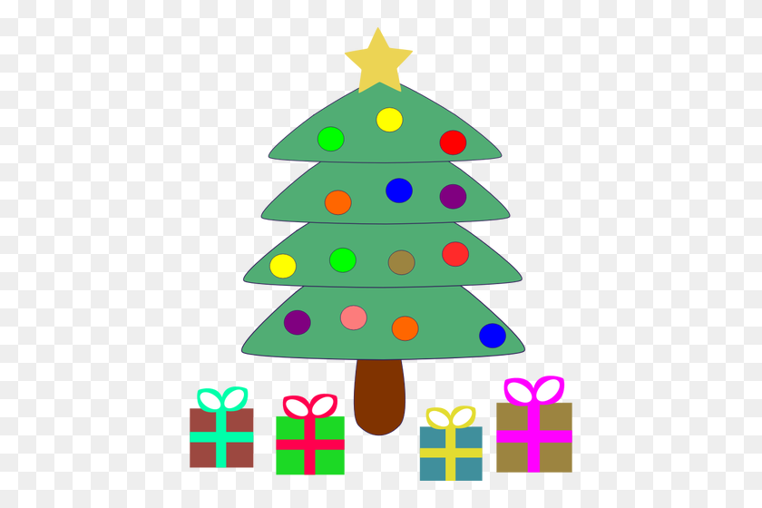 422x500 Vector Clip Art Of Cartoon Presents Under Christmas Tree Public - Christmas Tree With Presents Clipart