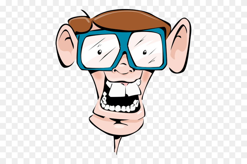463x500 Vector Clip Art Of Comic Geek Face With Glasses - Polite Clipart