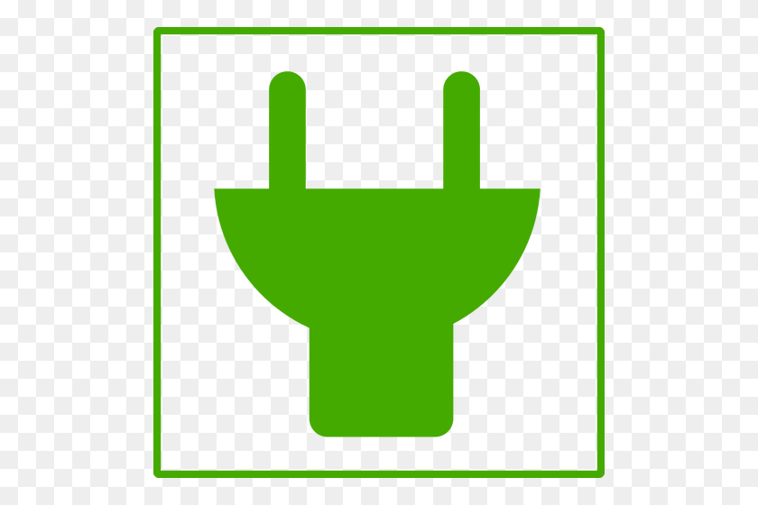 500x500 Vector Clip Art Of Eco Green Plug Icon With Thin Border Public - Plug Clipart
