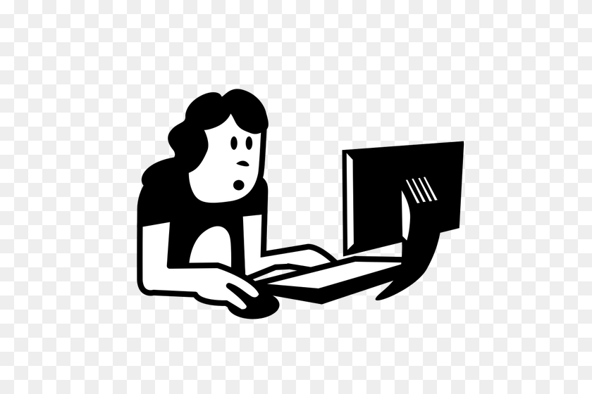 500x500 Vector Clip Art Of Female Office Computer User Icon Public - Sled Clipart Black And White
