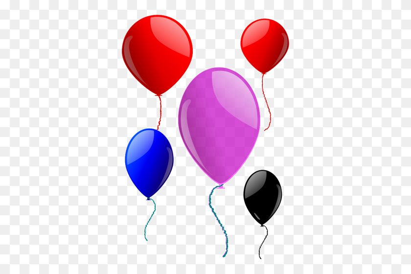 342x500 Vector Clip Art Of Five Floating Balloons - Blue Balloon Clipart