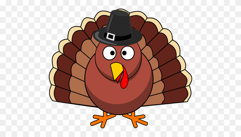 500x420 Vector Clip Art Of Funny Turkey With Black Hat - Funny Cartoon Clipart