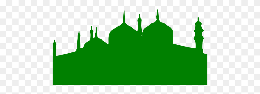 500x245 Векторный Клипарт Зеленого Силуэта Мечети - Мусульманский Клипарт