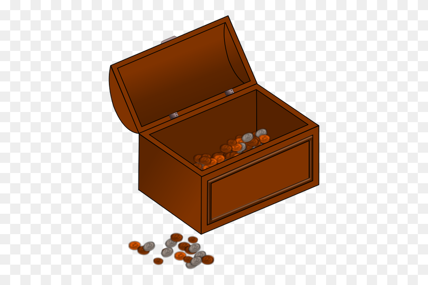 414x500 Vector Clip Art Of Half Empty Treasure Chest With Coins Outside - Pirate Treasure Chest Clipart