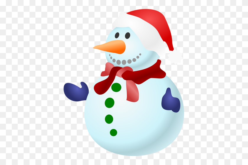 409x500 Vector Clip Art Of Happy Colorful Snowman With Scarf Public - Winter Scarf Clipart