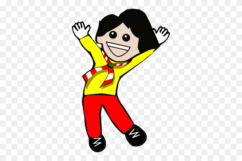 342x500 Vector Clip Art Of Happy Kid Jumping - Jumping For Joy Clipart
