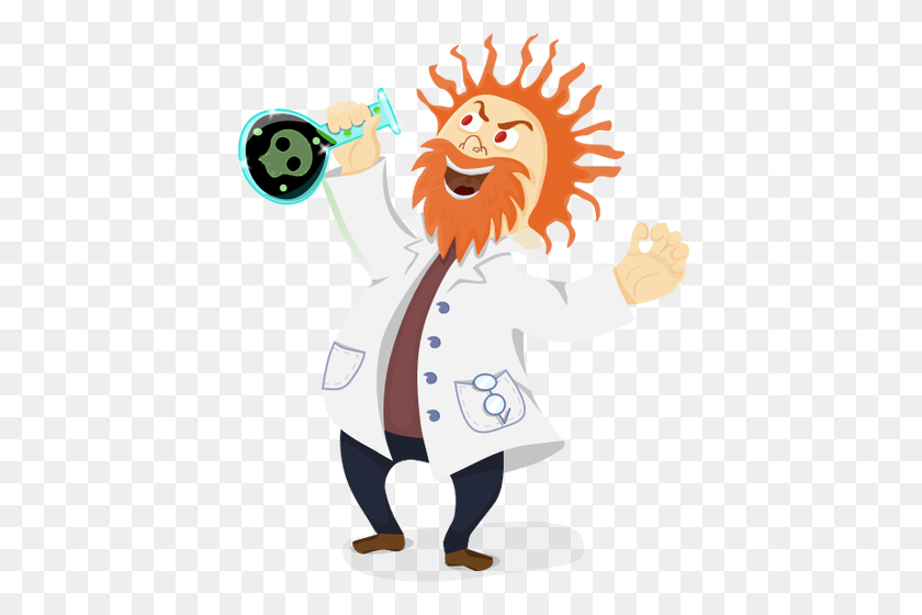 416x500 Vector Clip Art Of Mad Scientist With A Retort In His Hand - Crazy Man Clipart