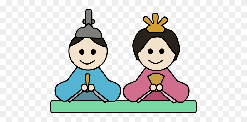 500x356 Vector Clip Art Of Male And Female Doll In Japan - Japan Clipart
