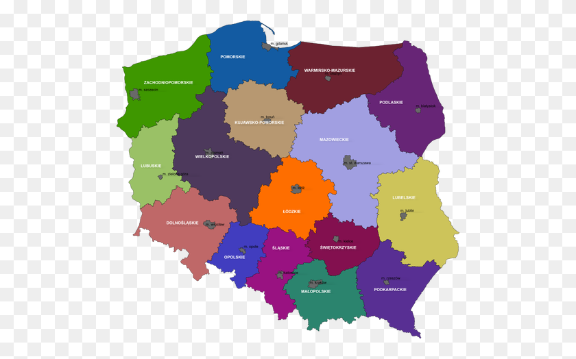 500x464 Vector Clip Art Of Map Of Polish Regions - Poland Clipart