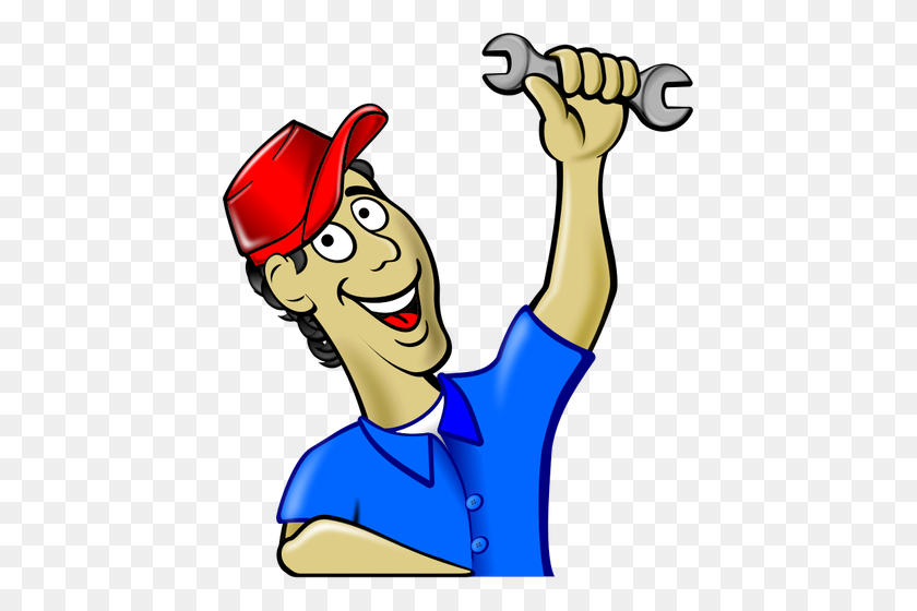 431x500 Vector Clip Art Of Mechanic With A Red Cap - Repair Clipart