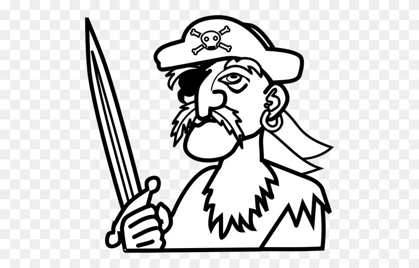 500x478 Vector Clip Art Of Old Man Pirate Outline - Shepherd Clipart Black And White