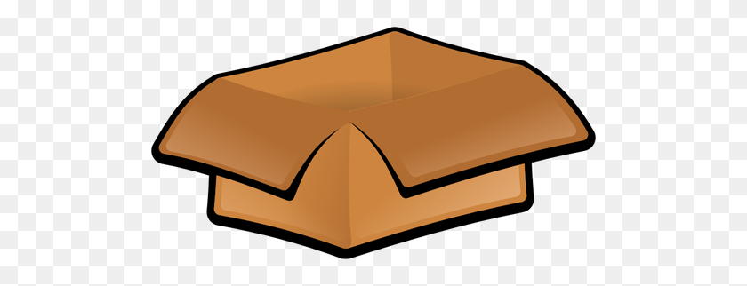 500x262 Vector Clip Art Of Open Cardboard Box With Hanging Lid Public - Cardboard Box Clipart