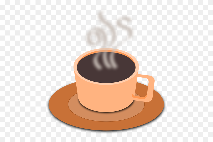 477x500 Vector Clip Art Of Orange Cup Of Coffee With Saucer Public - Coffee Cup With Steam Clipart