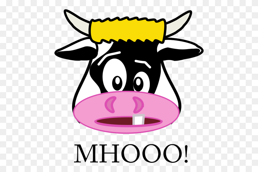 486x500 Vector Clip Art Of Pink Nosed Cow Head - Milk Cow Clipart