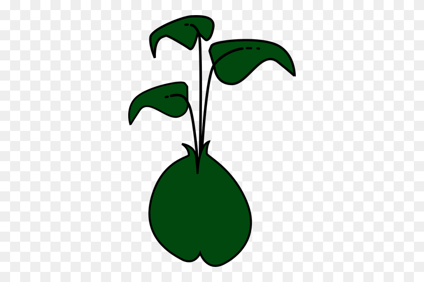 332x500 Vector Clip Art Of Plant With Three Dark Green Leaves Public - Tea Leaves Clipart