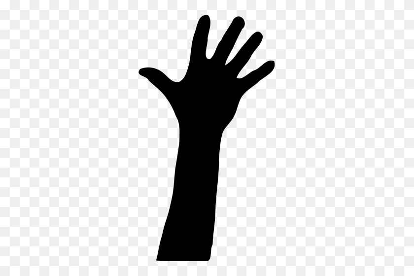277x500 Vector Clip Art Of Raised Hand Silhouette - Open Arms Clipart