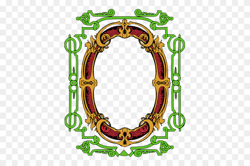 407x500 Vector Clip Art Of Red And Green Ornate Frame - Ornate Clipart