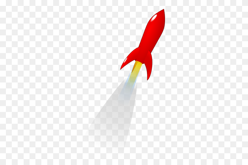 278x500 Imágenes Prediseñadas De Vector De Cohete Rojo De Dibujos Animados Lanzado Al Espacio Público - Clipart De Órbita