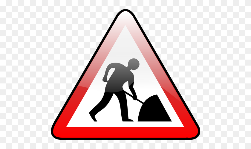 500x440 Vector Clip Art Of Shiny Construction Warning Road Sign Public - Road Construction Clipart