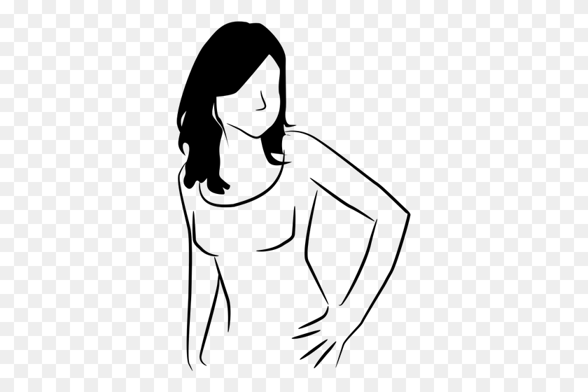 335x500 Vector Clip Art Of Slim Woman Sketch - Person Black And White Clipart