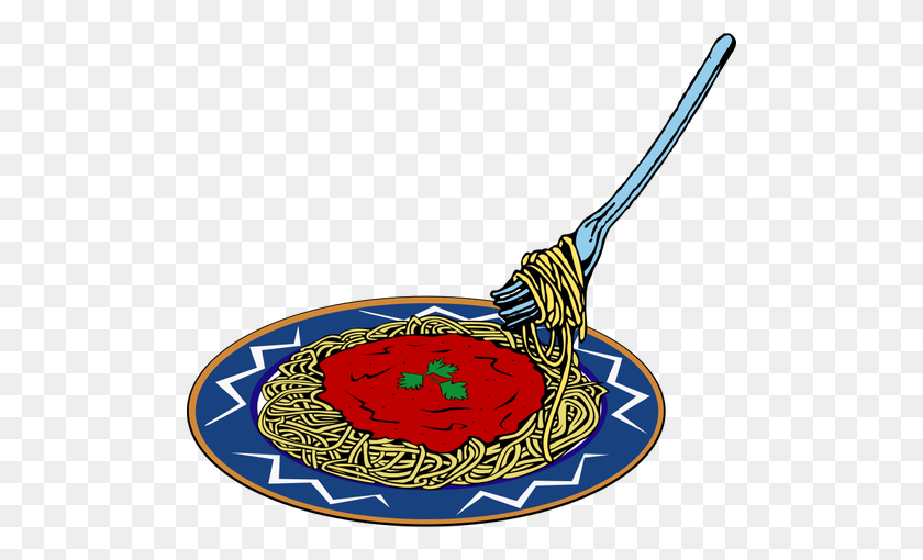 500x450 Vector Clip Art Of Spaghetti And Sauce Serving - Spaghetti Clipart