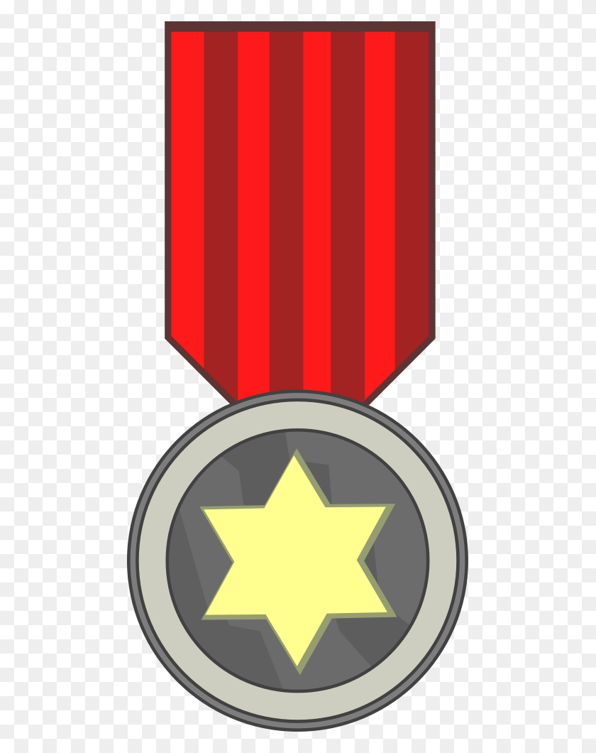 481x1000 Vector Clip Art Of Star Award Medal On Red Ribbon - General Clipart