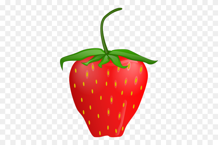 378x500 Vector Clip Art Of Strawberry With Stem - Diet Clipart