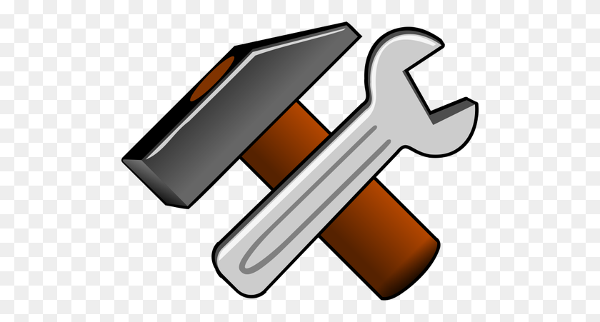 500x391 Vector Clip Art Of Thick Hammer And Wrench Icon - Thick Clipart