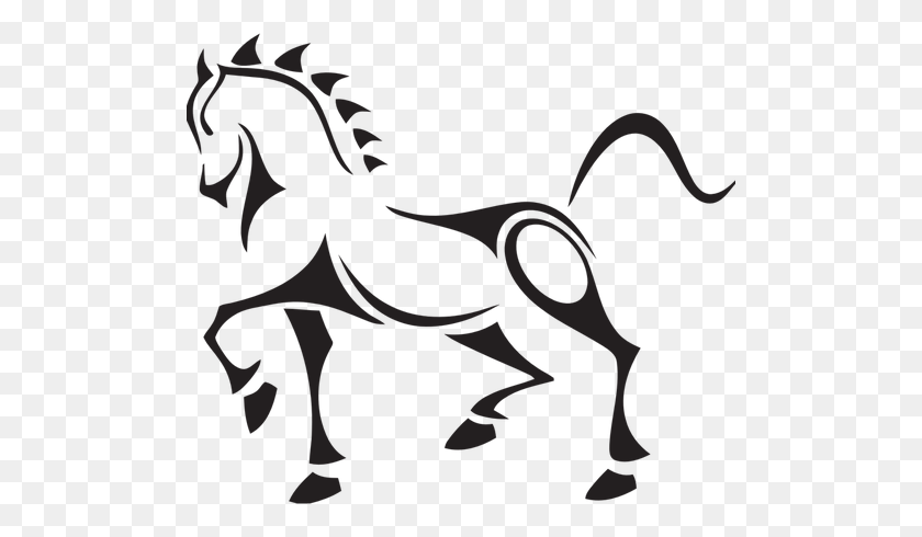 500x430 Vector Clip Art Of Tribal Horse - Pony Clipart Black And White