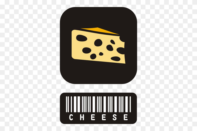 330x500 Vector Clip Art Of Two Piece Sticker For Cheese With Barcode - Barcode Clipart